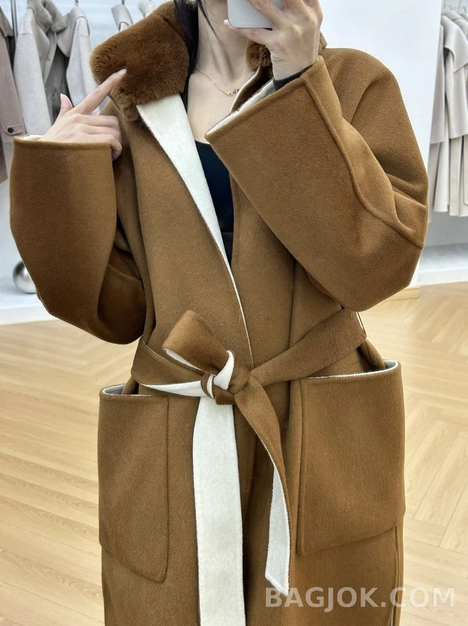 로로피아나 로로피아나 투톤 퍼 카라멜 코트 상세 이미지
