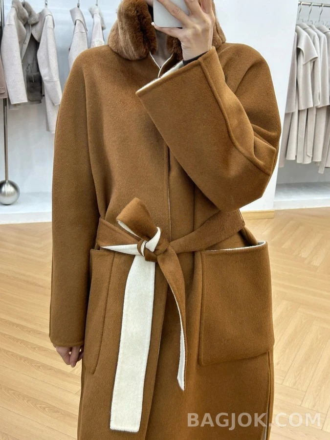 로로피아나 로로피아나 투톤 퍼 카라멜 코트 상세 이미지