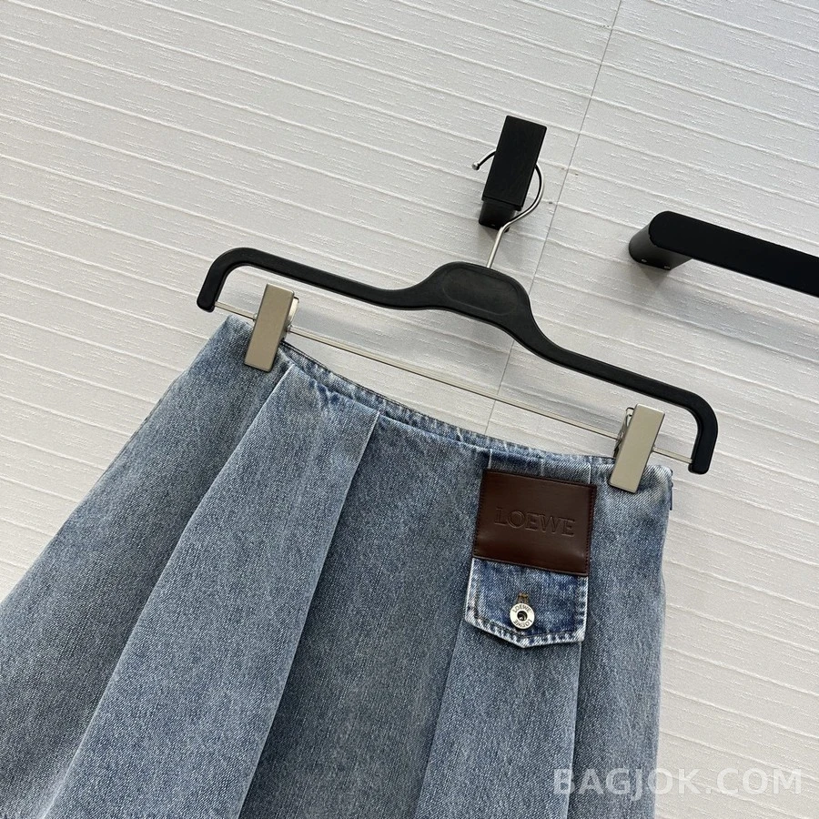 로에베 로에베 더블 압축 플리츠 데님 스커트 상세 이미지