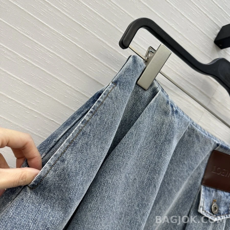 로에베 로에베 더블 압축 플리츠 데님 스커트 상세 이미지