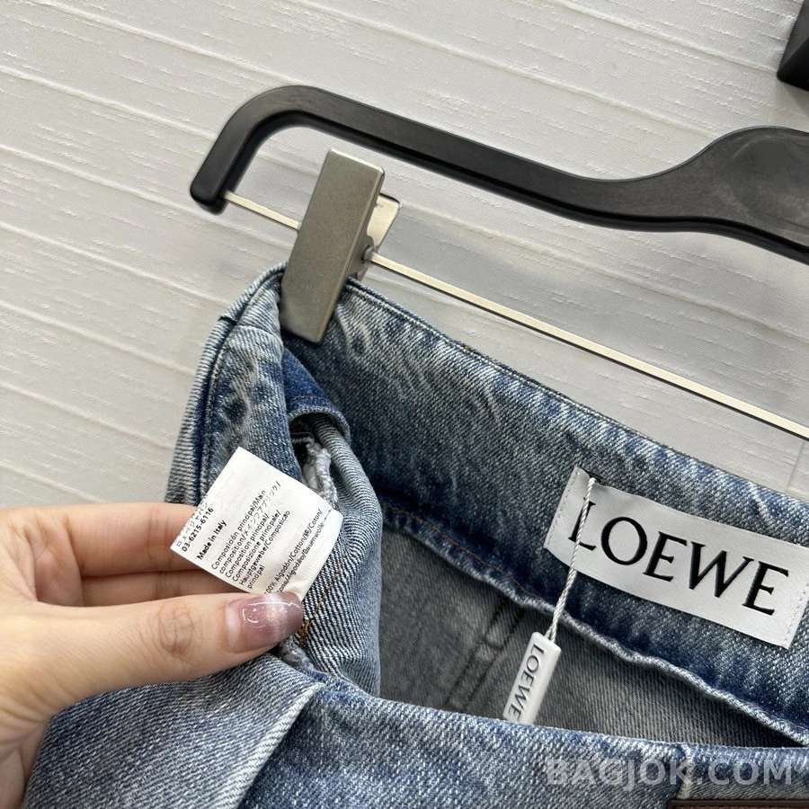 로에베 로에베 더블 압축 플리츠 데님 스커트 상세 이미지