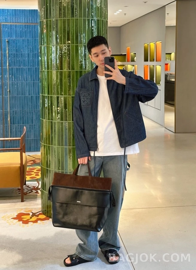 로에베 로에베 데님 아나그램 지퍼 셔츠 상세 이미지