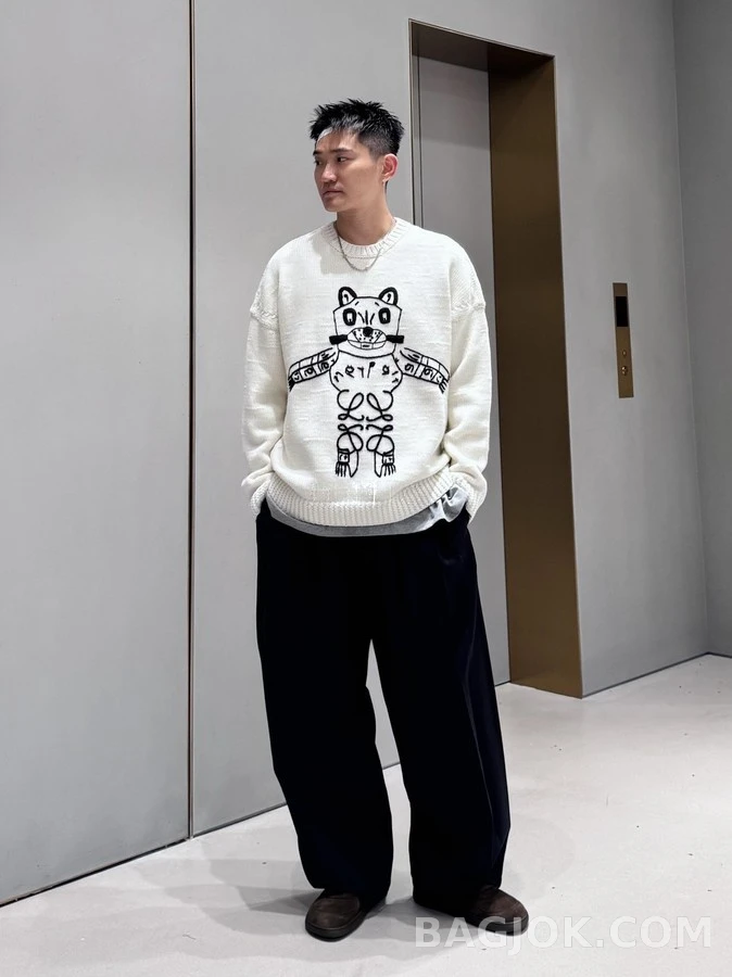로에베 로에베 럭키 캣 자수 니트 상세 이미지