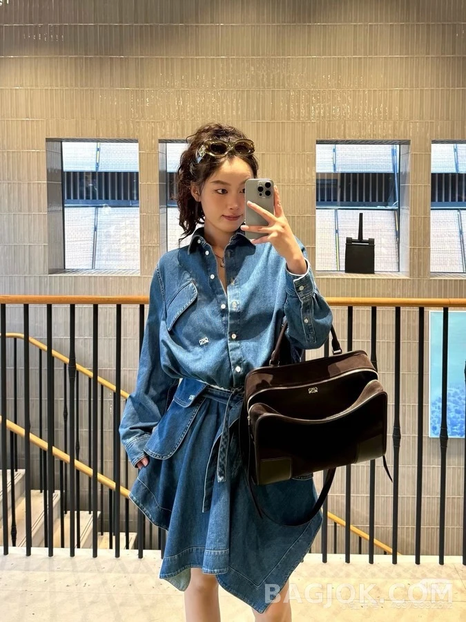 로에베 로에베 로고 자수 데님 셔츠 상세 이미지