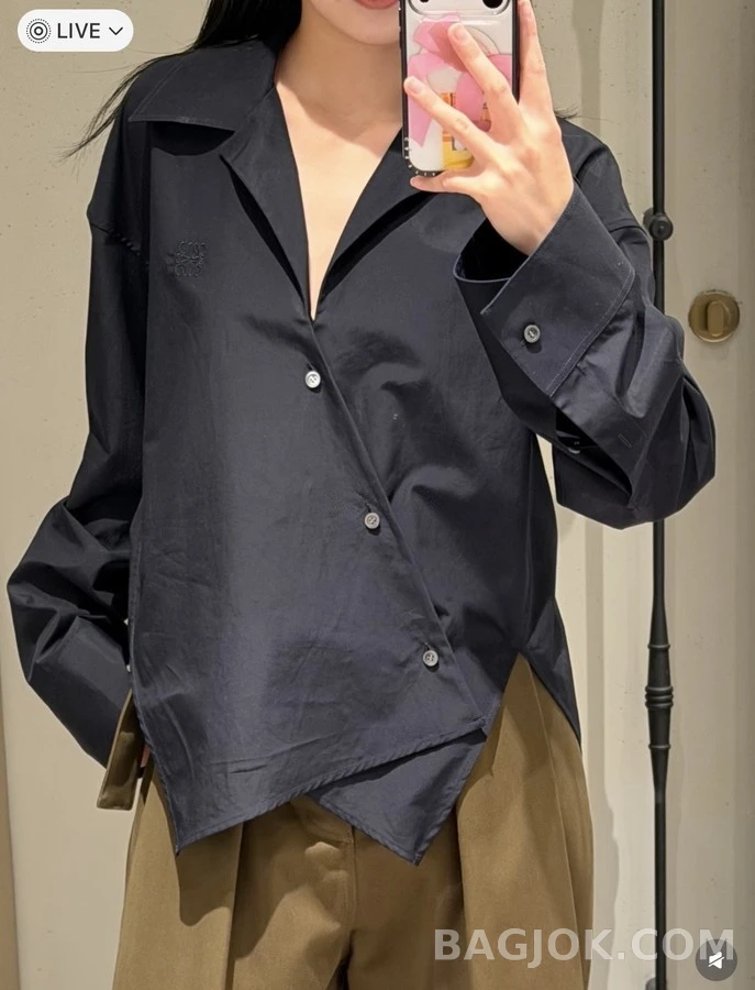 로에베 로에베 비대칭 대각선 플래킷 셔츠 상세 이미지