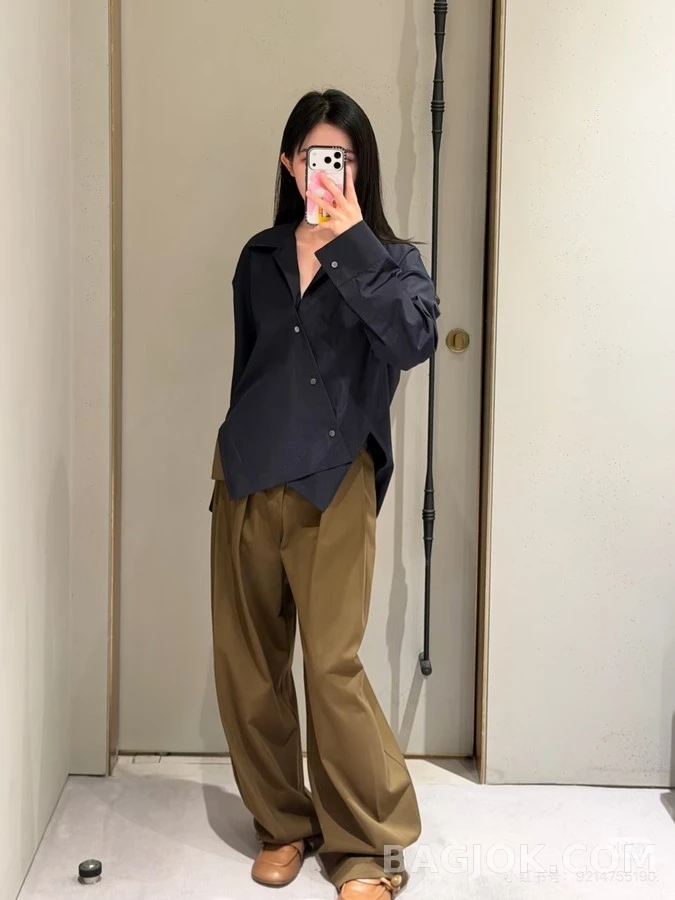 로에베 로에베 비대칭 대각선 플래킷 셔츠 상세 이미지