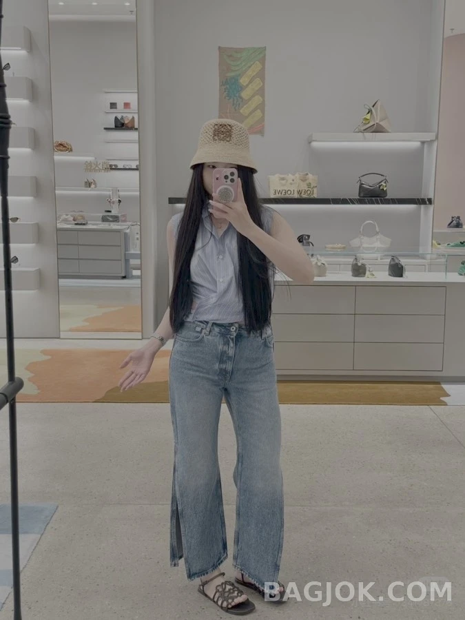 로에베 로에베 사이드 슬릿 와이드 데님 팬츠 상세 이미지