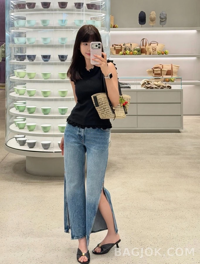 로에베 로에베 사이드 슬릿 와이드 데님 팬츠 상세 이미지