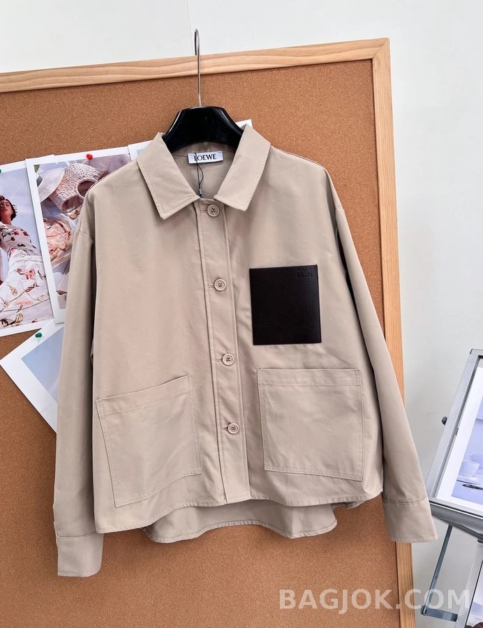 로에베 로에베 아나그램 가죽 패치 카라 자켓 상세 이미지