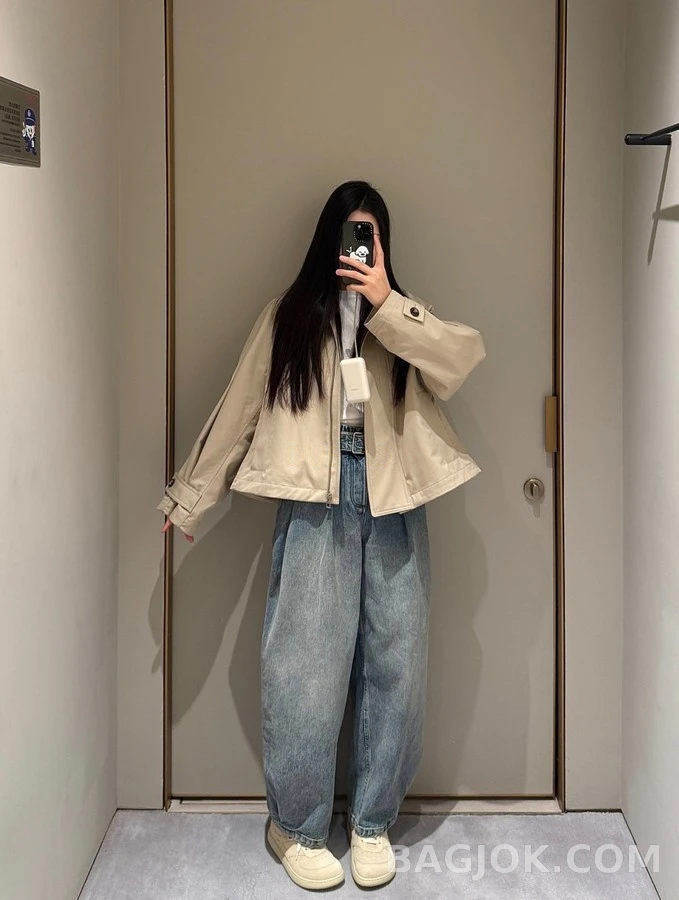 로에베 로에베 아나그램 로고 쇼트 트렌치 자켓 상세 이미지