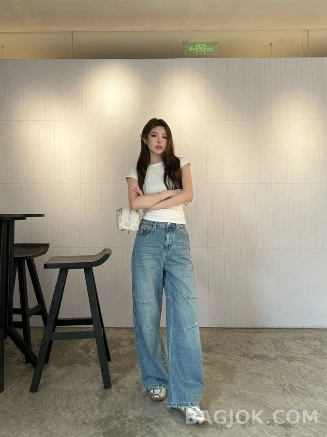 로에베 로에베 아나그램 워시드 와이드 데님 팬츠 상세 이미지