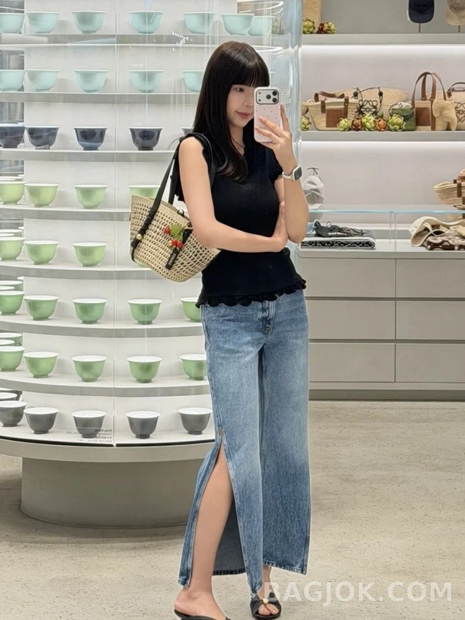 로에베 로에베 워싱 제브라 패턴 슬릿 데님 상세 이미지
