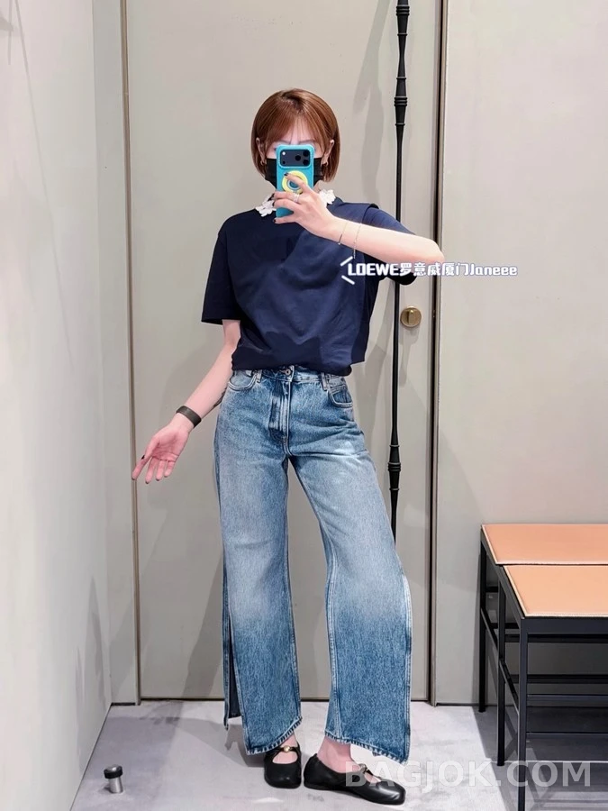 로에베 로에베 워싱 제브라 패턴 슬릿 데님 상세 이미지