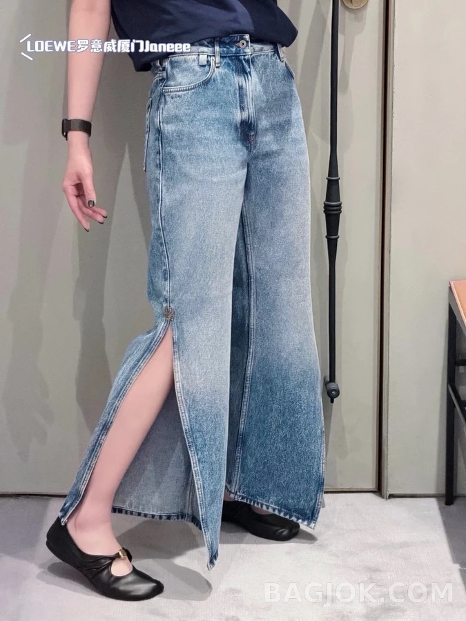 로에베 로에베 워싱 제브라 패턴 슬릿 데님 상세 이미지