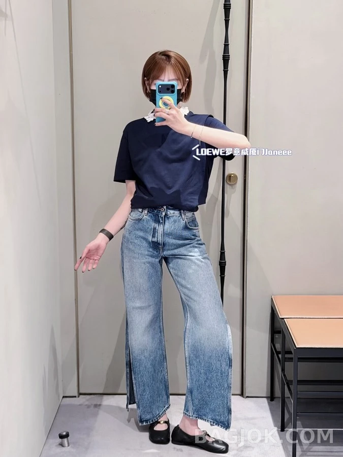 로에베 로에베 워싱 제브라 패턴 슬릿 데님 상세 이미지