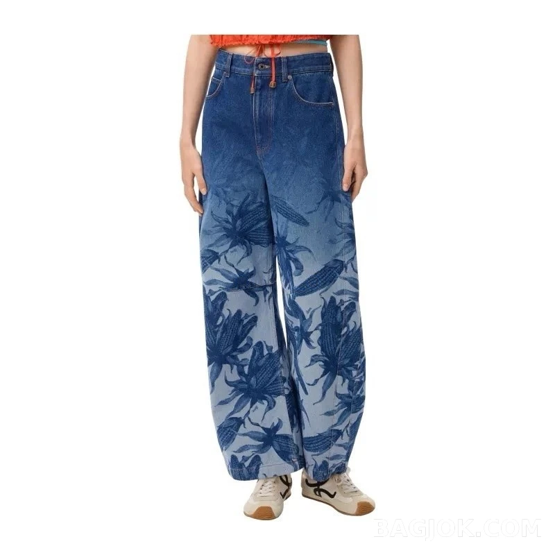 로에베 로에베 플라워 프린트 와이드 데님 팬츠 상세 이미지