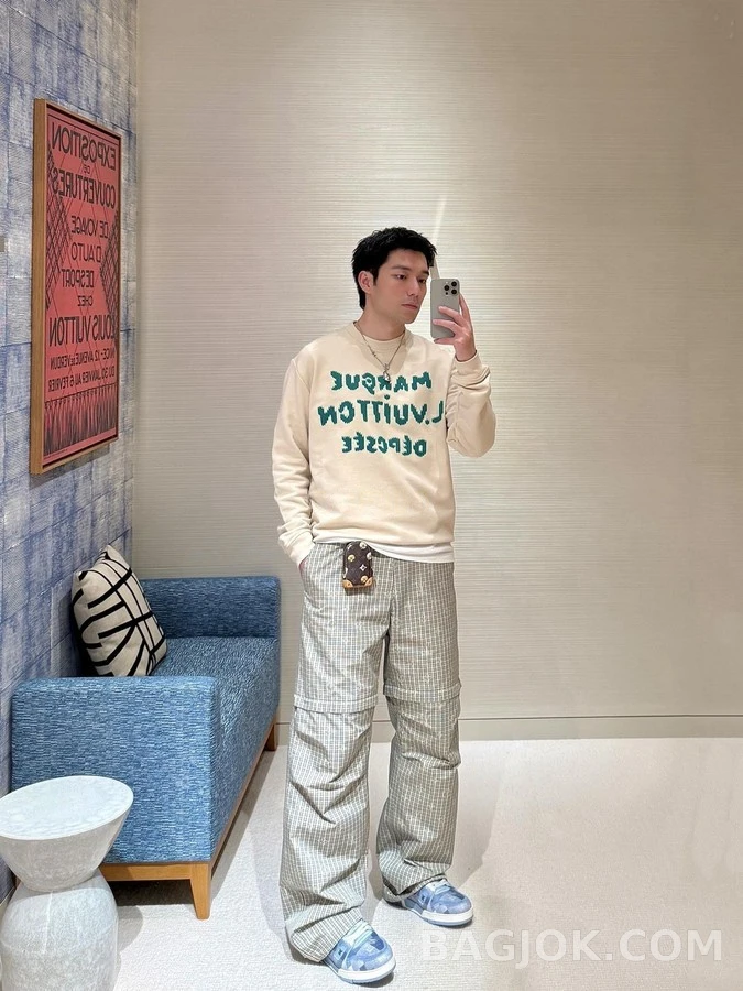 루이비통 루이비통 격자 패턴 투웨이 카고 팬츠 상세 이미지
