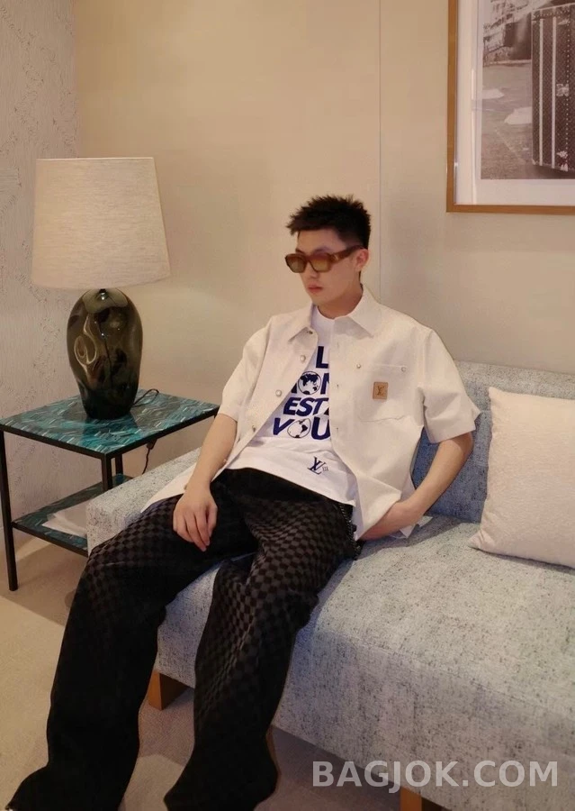 루이비통 루이비통 다미에 플록 와이드 데님 팬츠 상세 이미지