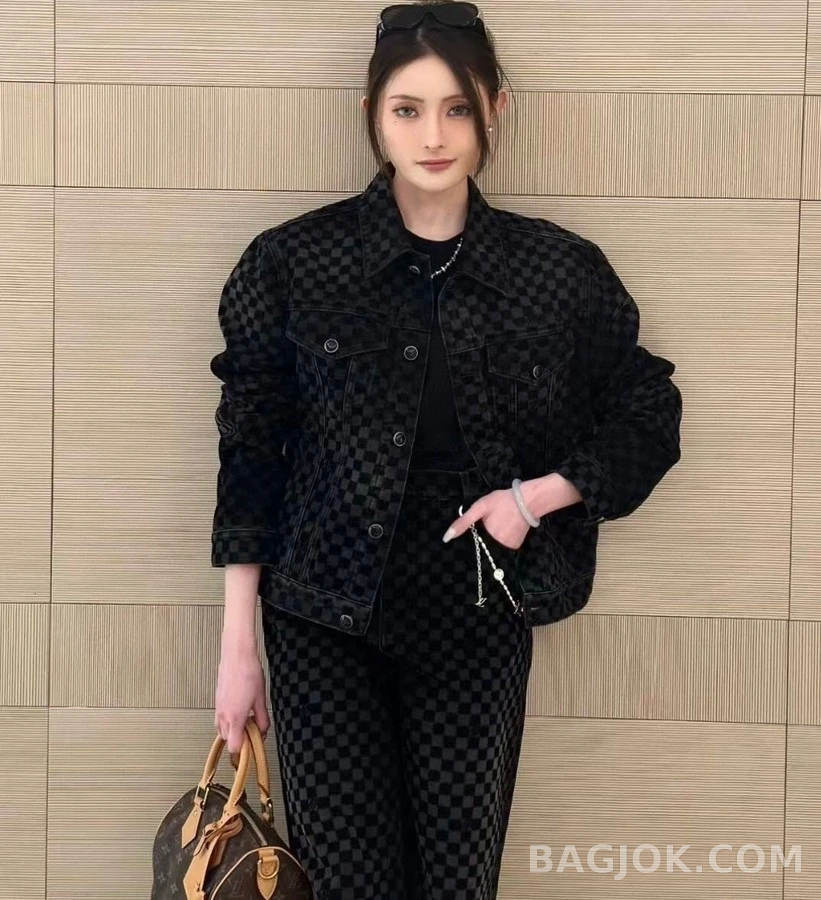 루이비통 루이비통 다미에 플록 와이드 데님 팬츠 상세 이미지