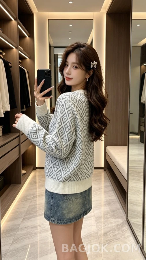 루이비통 루이비통 다이아몬드 플라워 패턴 니트 상세 이미지