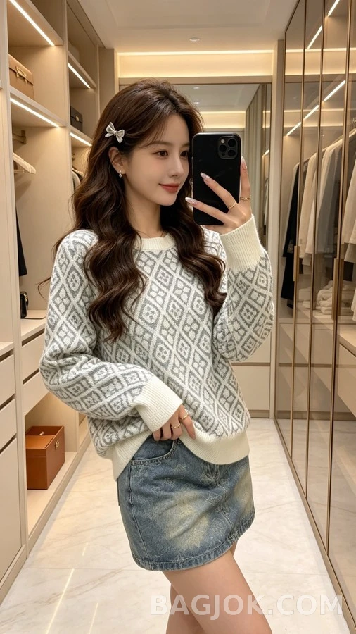 루이비통 루이비통 다이아몬드 플라워 패턴 니트 상세 이미지