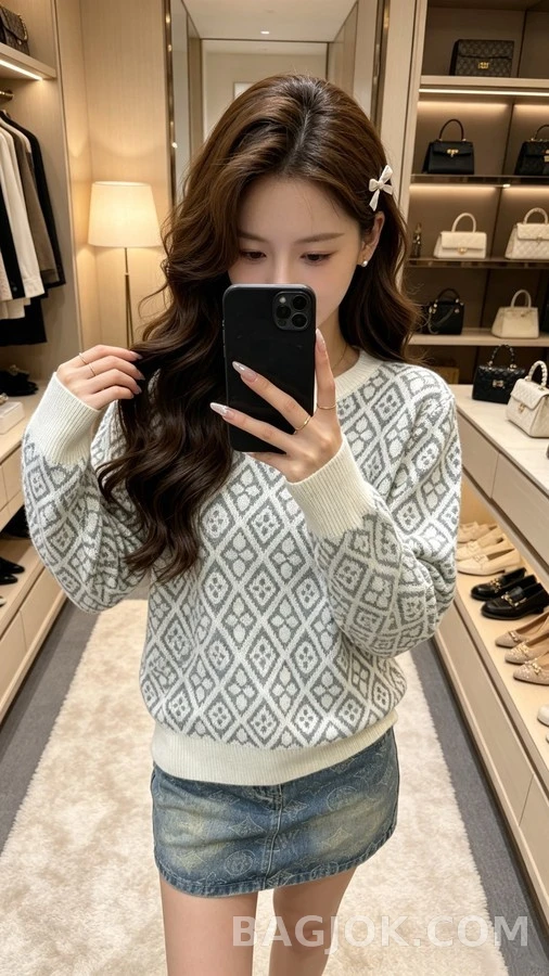 루이비통 루이비통 다이아몬드 플라워 패턴 니트 상세 이미지