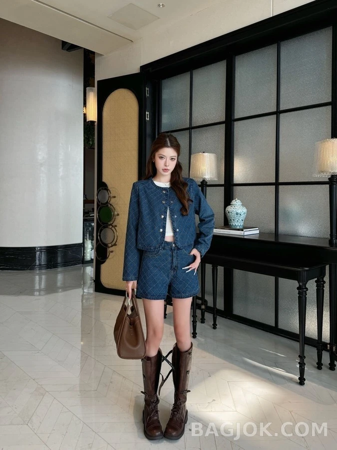 루이비통 루이비통 라운드넥 퀼팅 데님 자켓 상세 이미지
