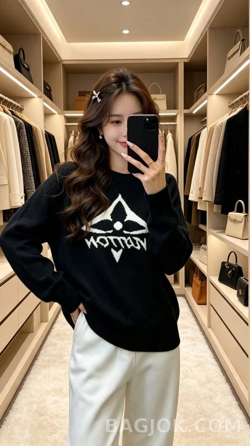 루이비통 루이비통 레터링 로고 자카드 니트 상세 이미지