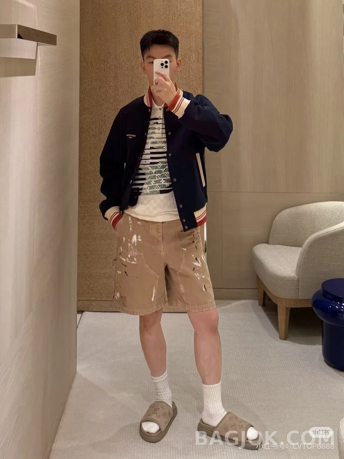 루이비통 루이비통 레터링 콘트라스트 스트라이프 바시티 자켓 상세 이미지
