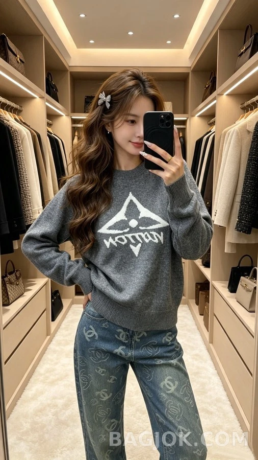 루이비통 루이비통 로고 자카드 니트 상세 이미지