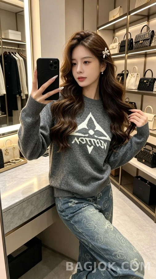루이비통 루이비통 로고 자카드 니트 상세 이미지