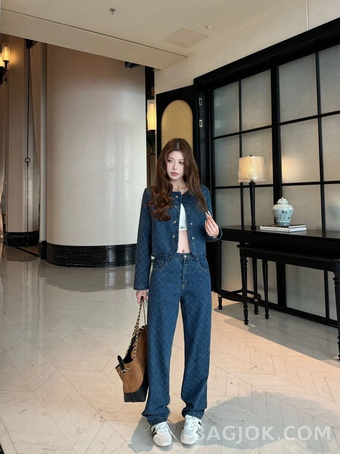 루이비통 루이비통 마름모 퀼팅 데님 팬츠 상세 이미지