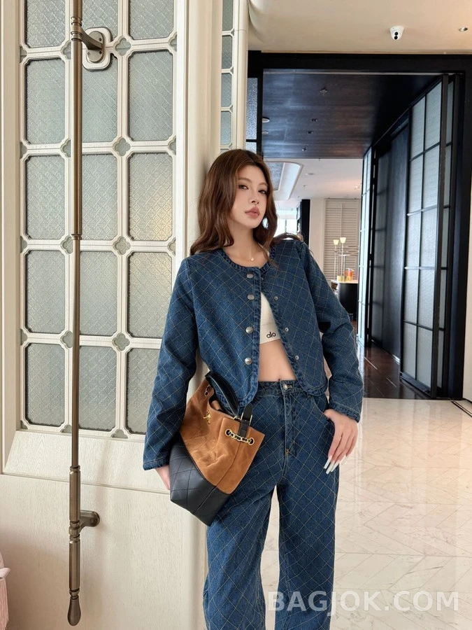 루이비통 루이비통 마름모 퀼팅 데님 팬츠 상세 이미지