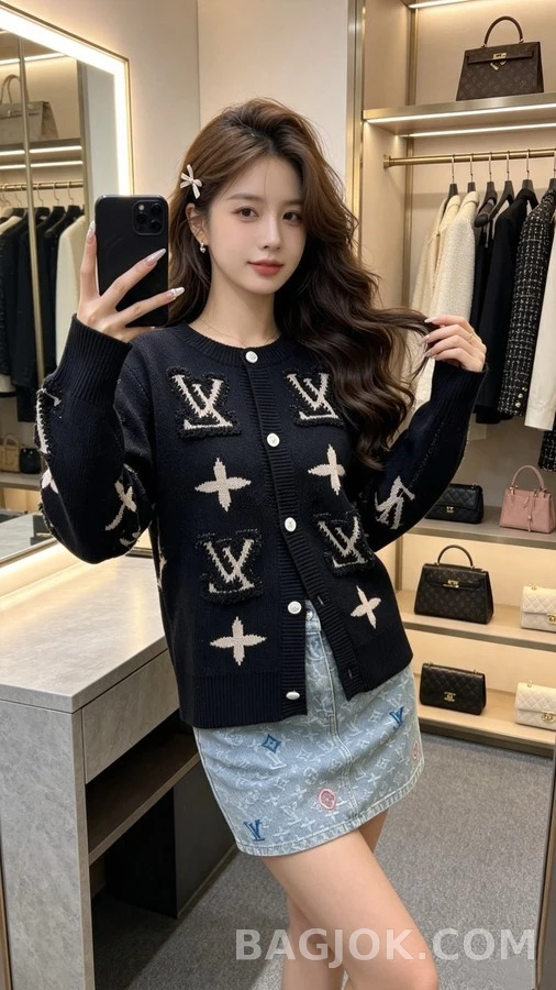 루이비통 루이비통 모노그램 자수 니트 가디건 상세 이미지