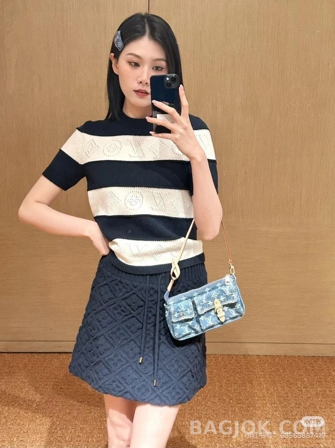 루이비통 루이비통 모노그램 컷아웃 스트라이프 니트 상세 이미지