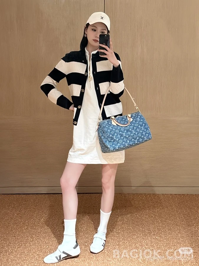 루이비통 루이비통 모노그램 컷아웃 스트라이프 니트 가디건 상세 이미지
