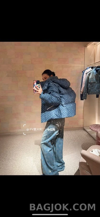 루이비통 루이비통 모노그램 플라워 자수 와이드 데님 팬츠 상세 이미지