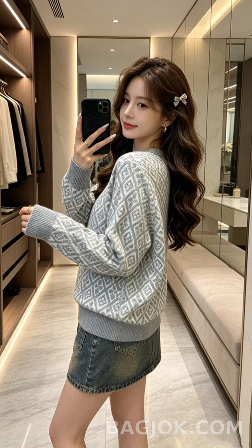 루이비통 루이비통 모노그램 플라워 자카드 니트 상세 이미지