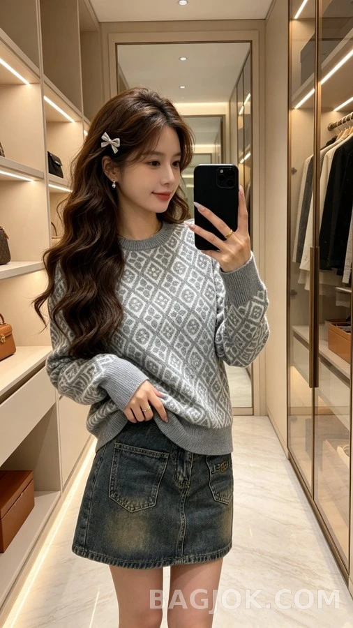 루이비통 루이비통 모노그램 플라워 자카드 니트 상세 이미지