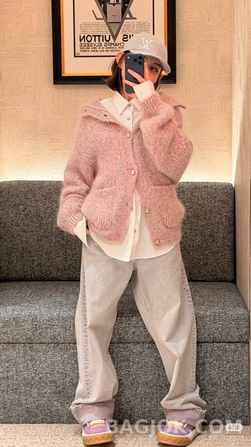 루이비통 루이비통 모헤어 레터링 패치 진주 버튼 자켓 상세 이미지