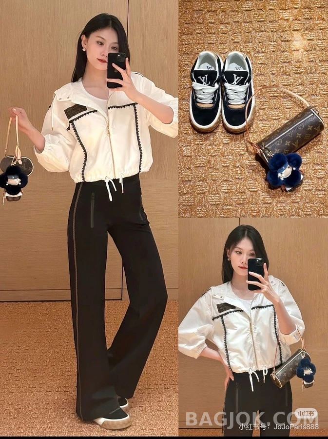 루이비통 루이비통 배색 파이핑 반팔 자켓 상세 이미지
