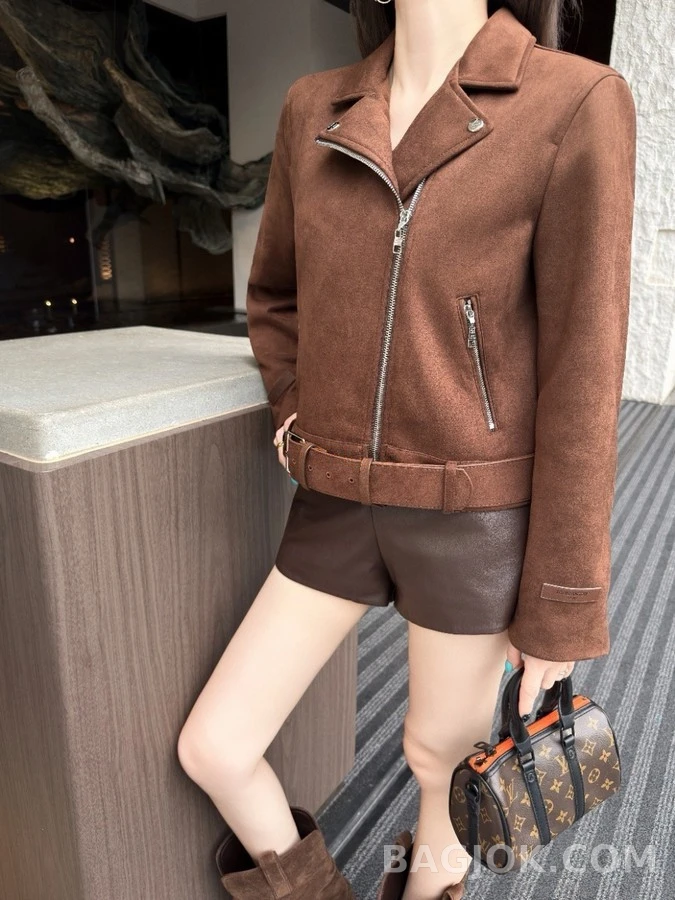 루이비통 루이비통 스웨이드 벨티드 바이커 자켓 상세 이미지