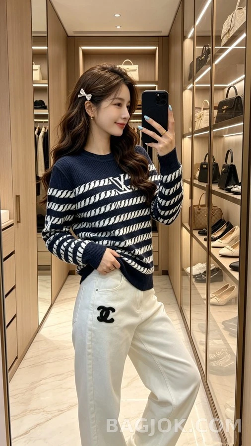루이비통 루이비통 스트라이프 로고 니트 상세 이미지