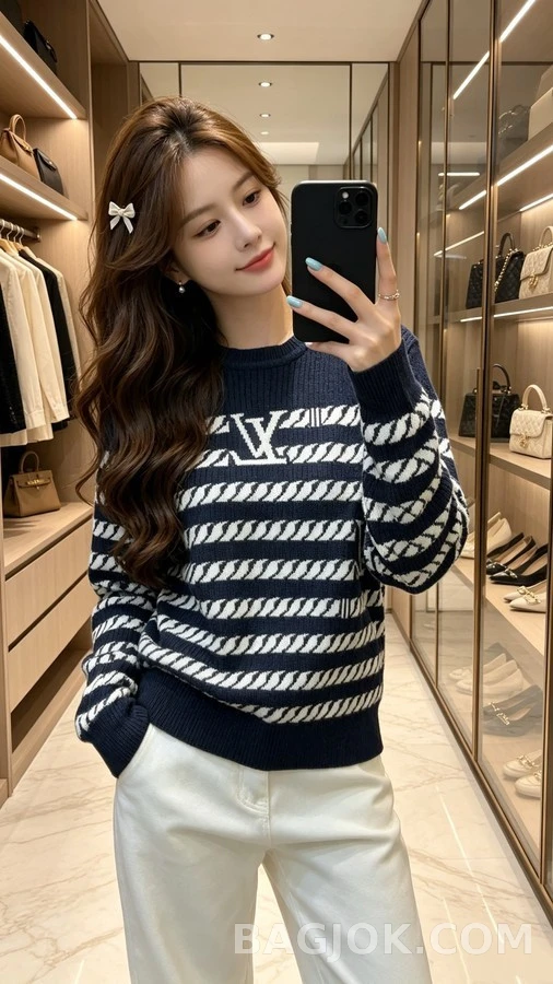 루이비통 루이비통 스트라이프 로고 니트 상세 이미지