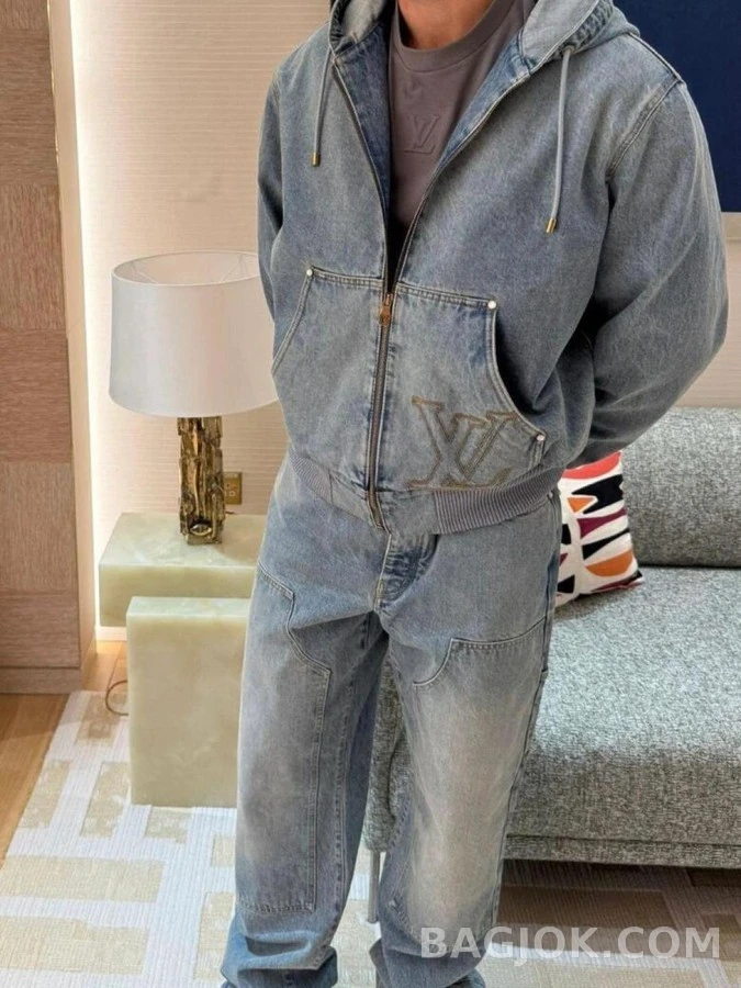 루이비통 루이비통 신상 스티치 로고 후드 데님 재킷 상세 이미지