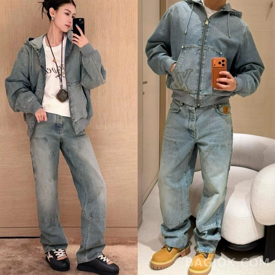 루이비통 루이비통 신상 스티치 로고 후드 데님 재킷 상세 이미지