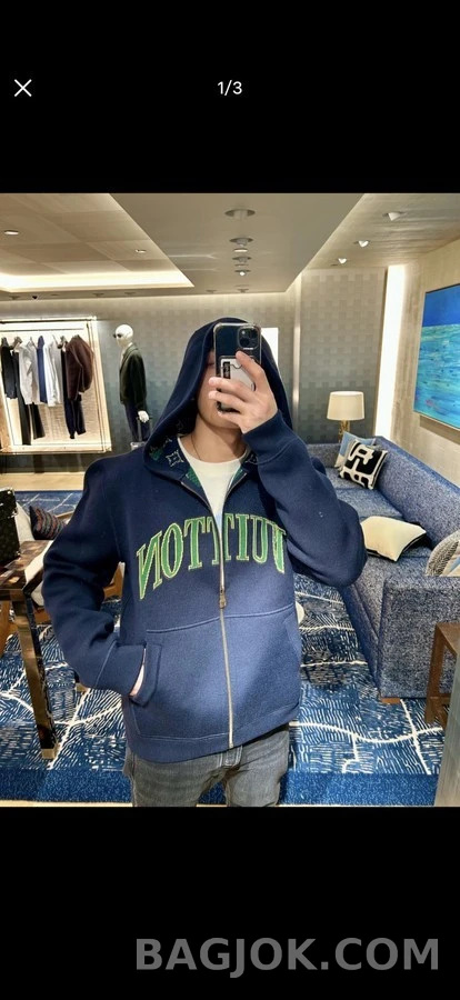 루이비통 루이비통 양면 착용 양모 혼방 집업 후드 상세 이미지