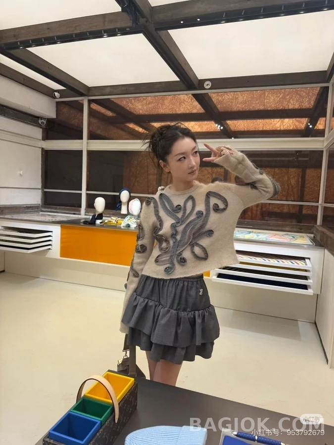 루이비통 루이비통 자수 러플 스커트 상세 이미지