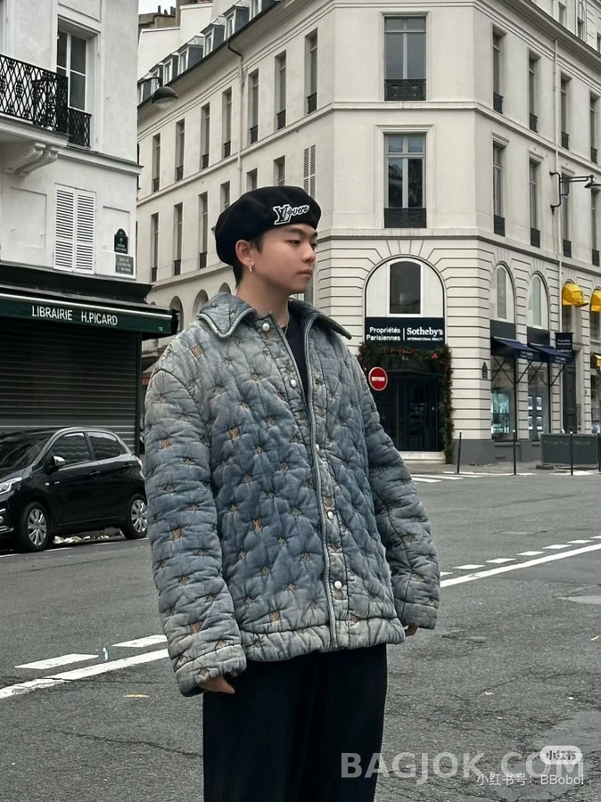 루이비통 루이비통 자수 워싱 데님 패딩 상세 이미지