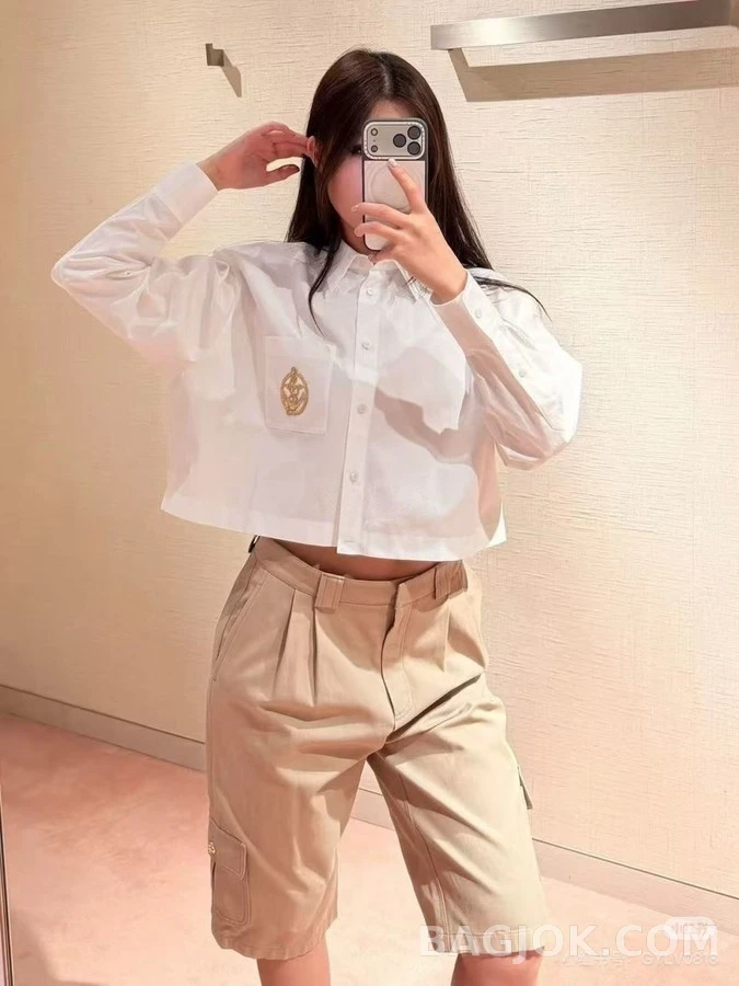 루이비통 루이비통 자수 크롭 셔츠 상세 이미지